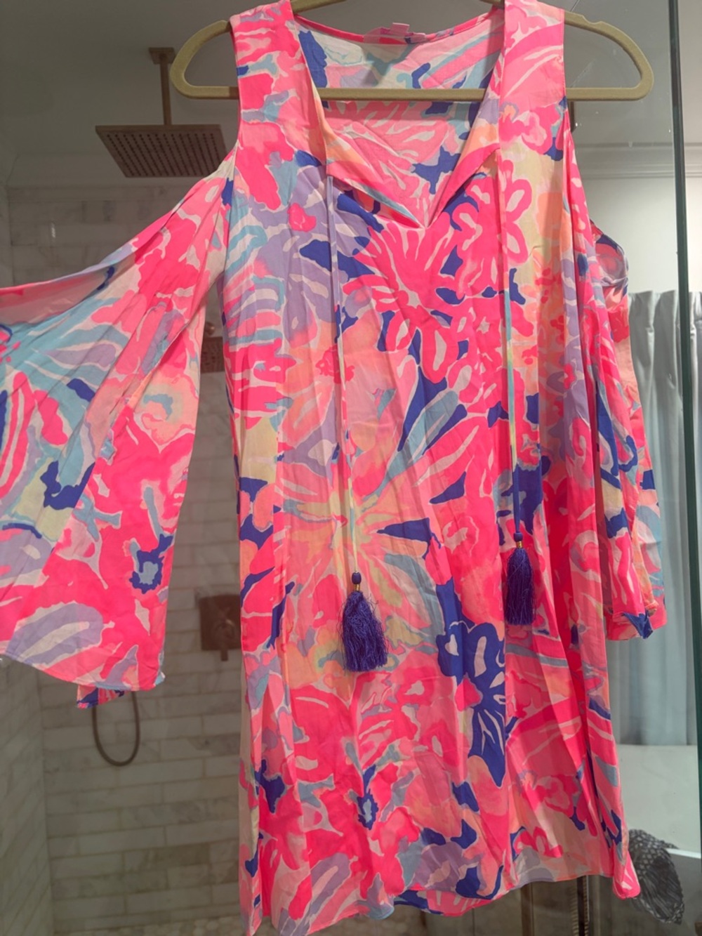 Lilly Pulitzer Pink Multi Cold-Shoulder Shift Dress